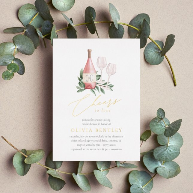 Cheers to Love Wine Tasting Bridal Shower Foil Invitation (Creator Uploaded)