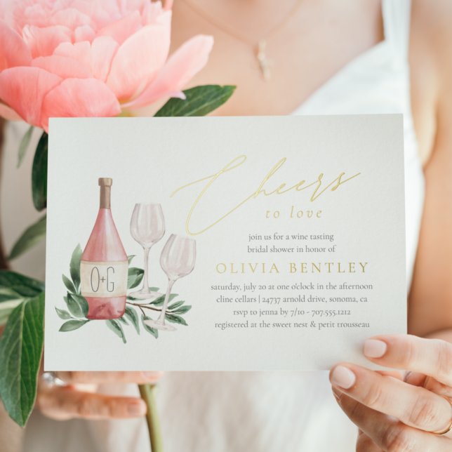 Cheers to Love Wine Tasting Bridal Shower Foil Invitation (Creator Uploaded)