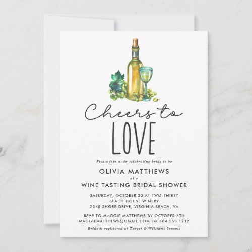 Cheers to Love Wine Tasting Bridal Shower  Invitation