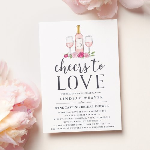 Cheers to Love  Wine Tasting Bridal Shower Invitation