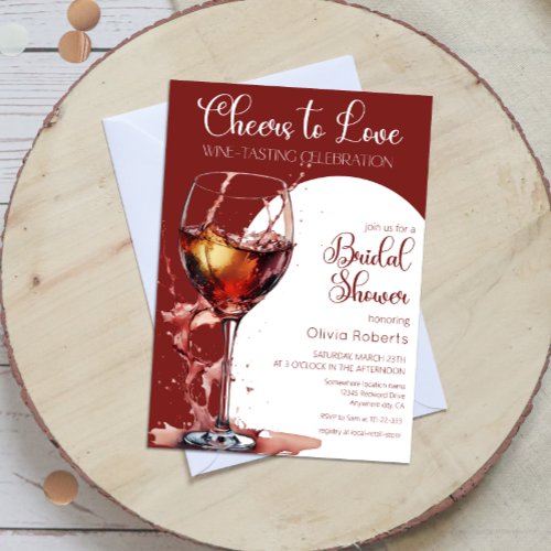 Cheers to love Wine Tasting Bridal Shower Invitation