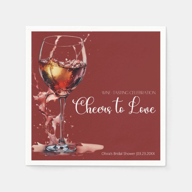 Cheers to love Wine Tasting Bridal Shower Napkins (Front)