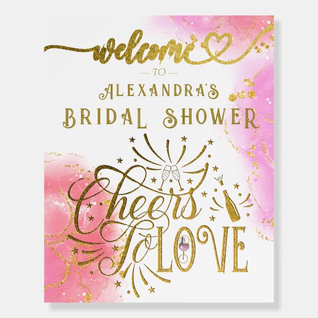 Cheers To Love Wine Tasting Bridal Shower Welcome Foam Board (Front)