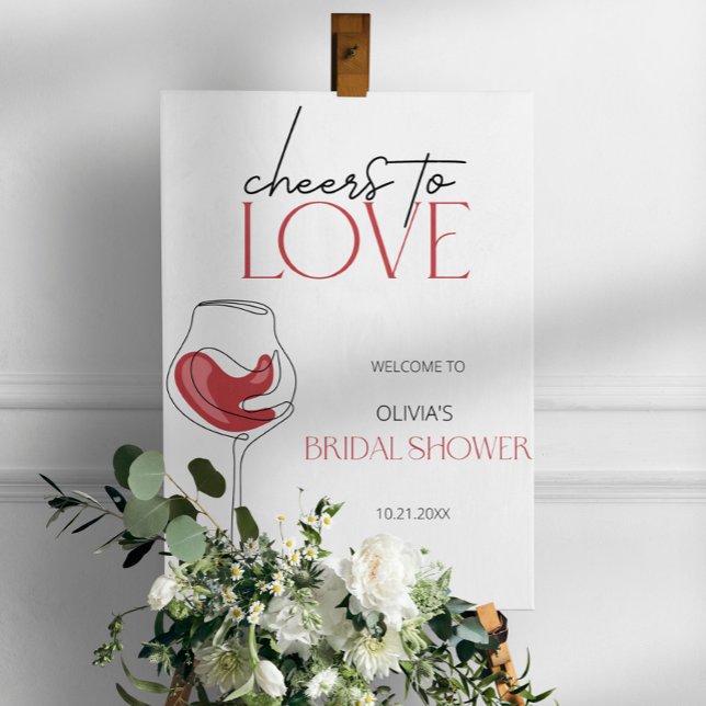 Cheers to Love Wine Tasting Bridal Shower Welcome Foam Board (Creator Uploaded)