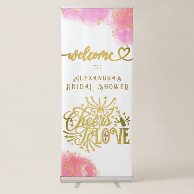 Cheers To Love Wine Tasting Bridal Shower Welcome Retractable Banner (Front)