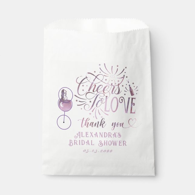 Cheers To Love Wine Tasting Elegant Bridal Shower Favor Bag (Front)