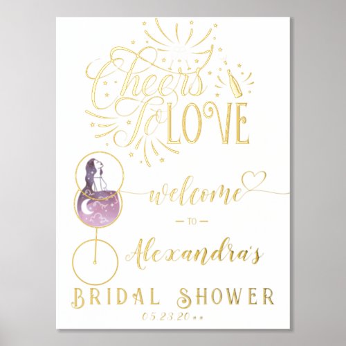 Cheers To Love Wine Tasting Elegant Bridal Shower Foil Prints