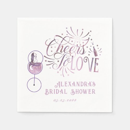 Cheers To Love Wine Tasting Elegant Bridal Shower Napkins
