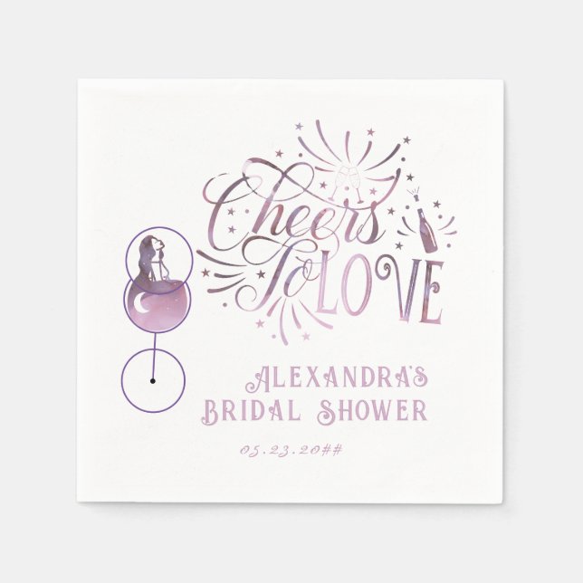 Cheers To Love Wine Tasting Elegant Bridal Shower Napkins (Front)