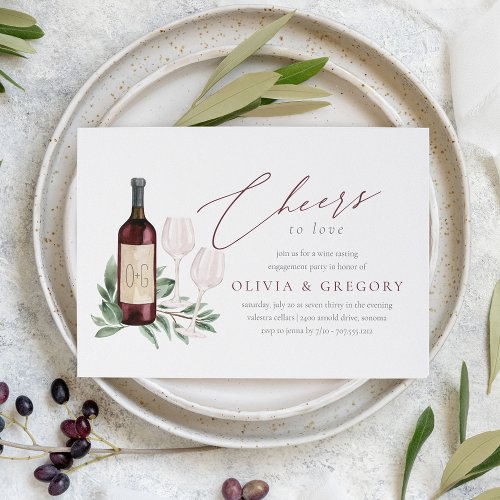 Cheers to Love Wine Tasting Engagement Party Invitation