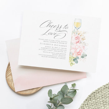 Cheers To Love Wine Tasting Pink Bridal Shower Invitation by lovelywow at Zazzle