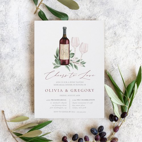 Cheers to Love Wine Tasting Rehearsal Dinner Invitation