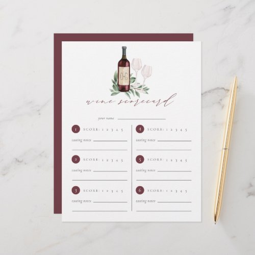 Cheers to Love Wine Tasting Scorecard