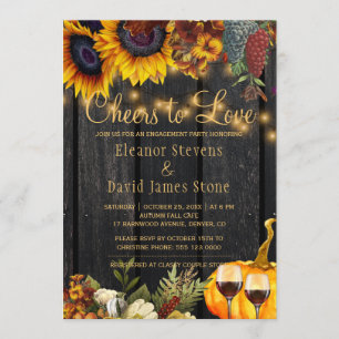 Cheers to Love winery rustic wood engagement party Invitation