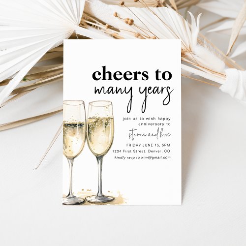 Cheers to Many Years Anniversary Party Invite