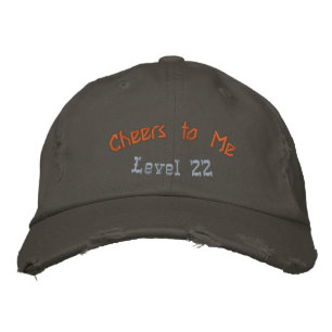 Cheers to Me Level 22 Nickel Birthday Distressed Embroidered Baseball Cap