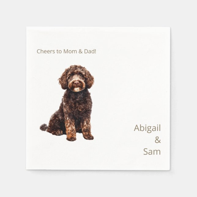 Cheers to Mom & Dad Pet Wedding Gold Text Napkins (Front)