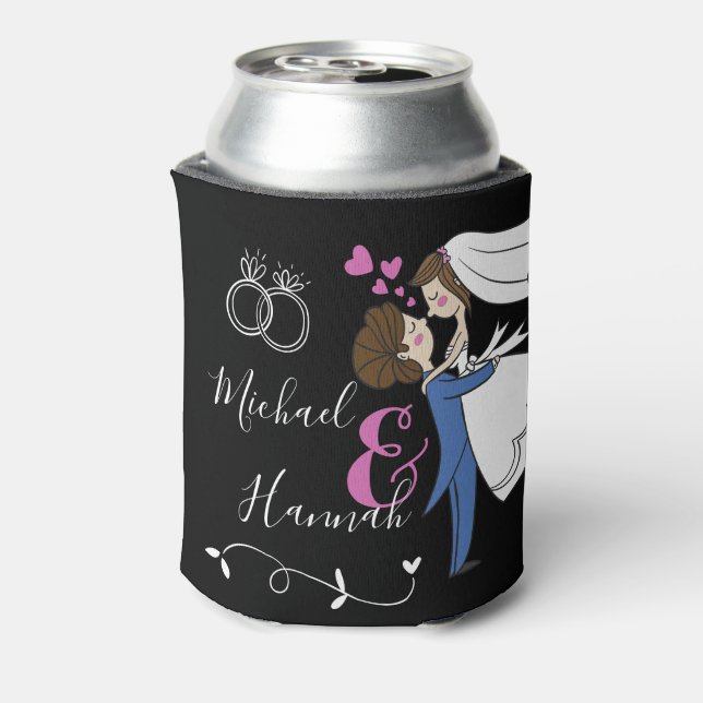 Cheers to Mr. & Mrs. Elegant Wedding Front & Back Can Cooler (Can Back)