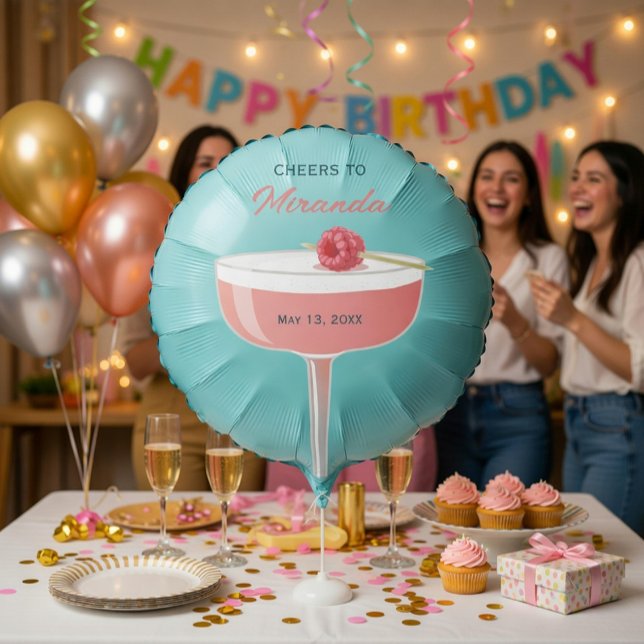 Cheers to [Name] Party Balloon with Cocktail (Creator Uploaded)