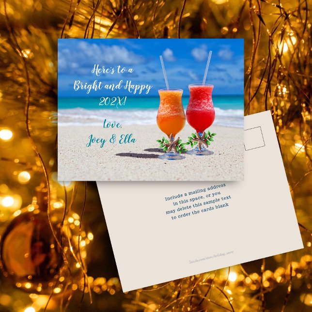 Cheers to New Year Holiday Beach Drinks Postcard (Creator Uploaded)