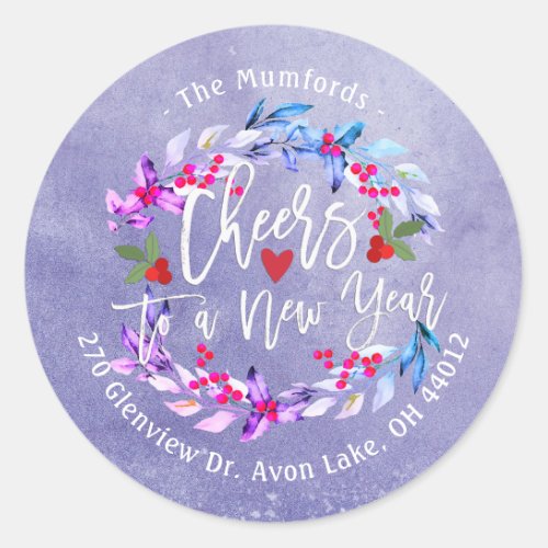 Cheers to New Year Merry Christmas Holly Classic Round Sticker