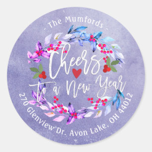 Cheers to New Year Merry Christmas Holly Classic Round Sticker