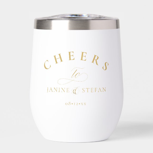 Cheers to Newlyweds Names ID1022 Thermal Wine Tumbler (Front)