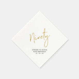 Cheers to Ninety Gold Adult 90th Birthday Party Napkins