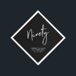 Cheers to Ninety Modern Adult 90th Birthday Party Napkins<br><div class="desc">This custom paper napkin will add stylish detail to your 90th birthday celebration. This design features simple chic lettering "Ninety" with custom text. Matching invitations and party supplies are available in my shop BaraBomDesign.</div>