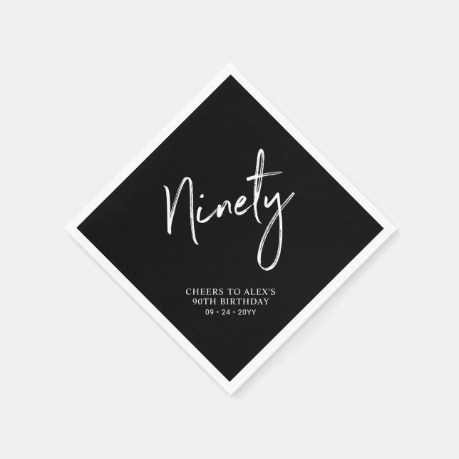 Cheers to Ninety Modern Adult 90th Birthday Party Napkins (Corner)