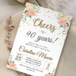 Cheers to Ninety Years Ladies 90th Birthday Party  Invitation<br><div class="desc">Elegant birthday party invitation - can be customized for any age. Matching inserts,  signs,  games,  and decorations can be found in our Zazzle shop. If you're looking for any specific item,  please don't hesitate to contact us.</div>