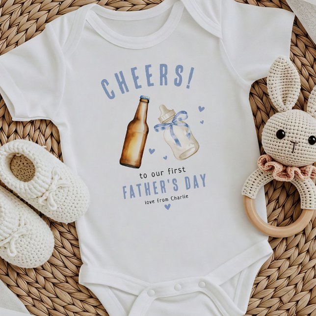 Cheers to Our 1st Father's Day, Cute New Dad Gift Baby Bodysuit (Creator Uploaded)