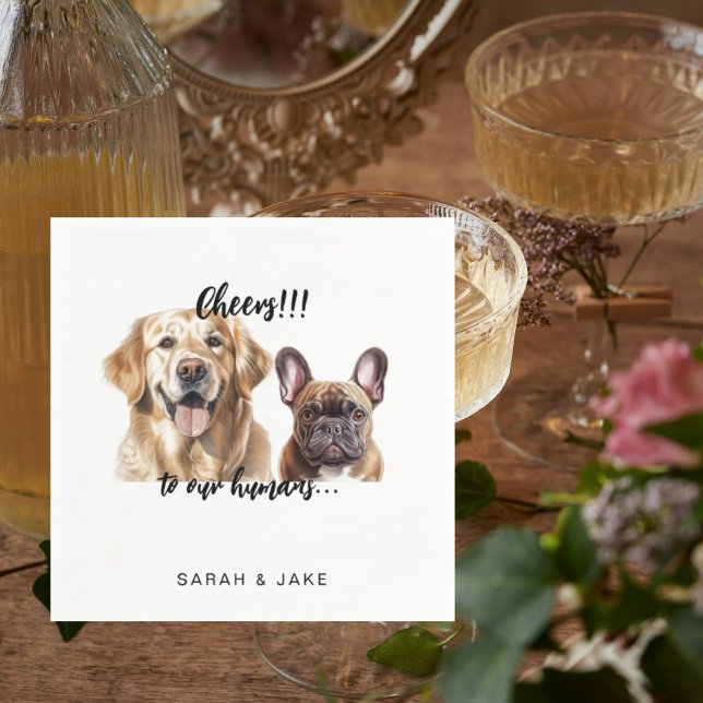 Cheers to our Humans Custom Pet Cocktail Wedding  Napkins (Creator Uploaded)