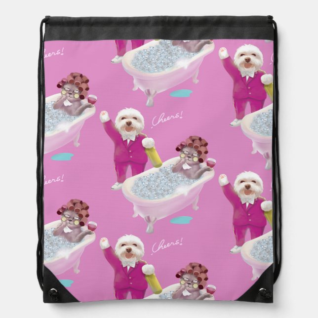 Cheers to Relaxation Drawstring Bag (Front)