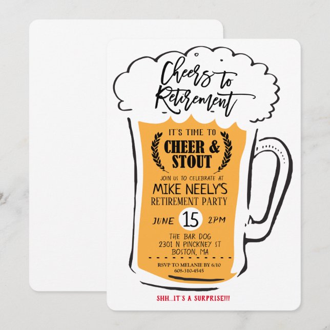 Cheers to Retirement Beer Retirement Invitation (Front/Back)