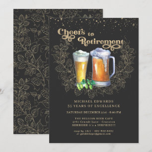 Cheers to Retirement   Elegant Hops & Beer Invitation