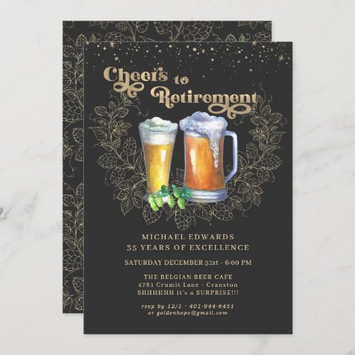 Cheers to Retirement  Elegant Hops  Beer Invitation