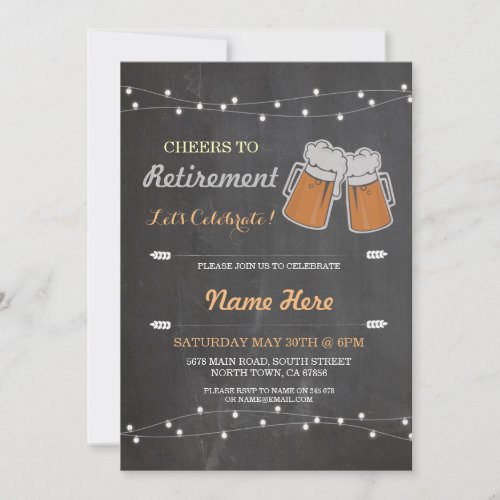 Cheers to Retirement Party Chalk Beers  Invite