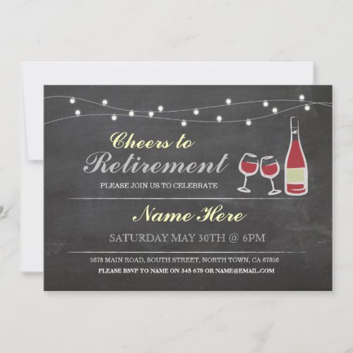 Cheers to Retirement Party Chalk red Invitation