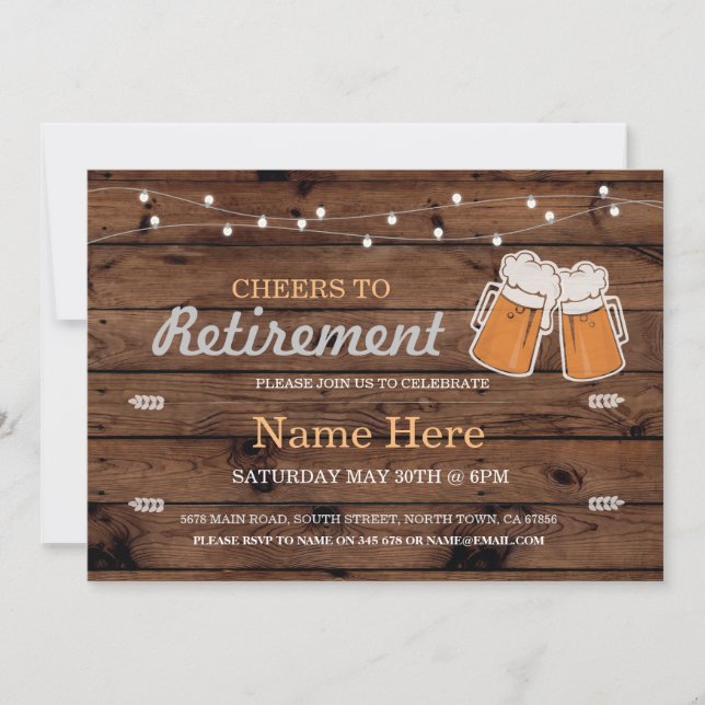Cheers to Retirement Party Wood Beers Invitation (Front)