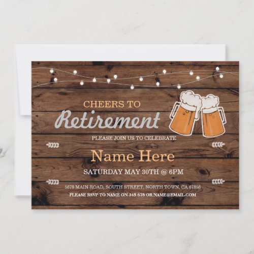 Cheers to Retirement Party Wood Beers Invitation