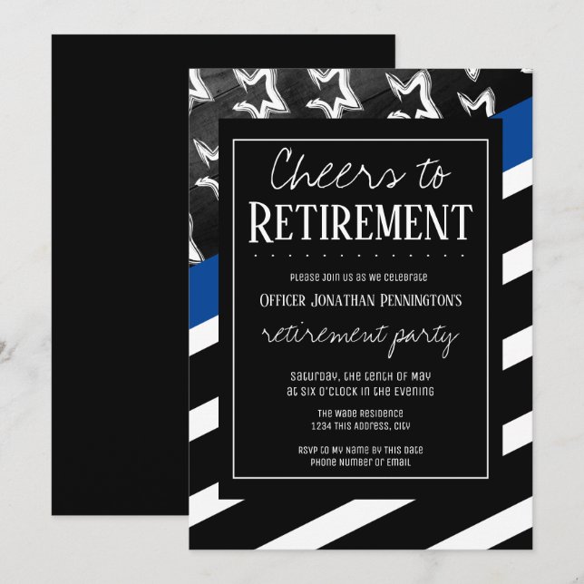 Cheers to Retirement Police Invitation (Front/Back)