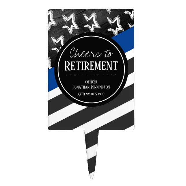 Cheers to Retirement Police Officer Cake Topper (Front)