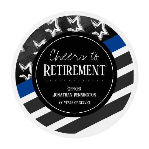 Cheers to Retirement Police Officer Edible Frosting Rounds