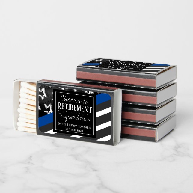 Cheers to Retirement Police Officer Matchboxes (Stacked)