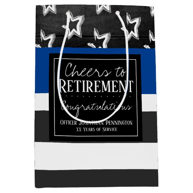 Cheers to Retirement Police Officer Medium Gift Bag (Front)