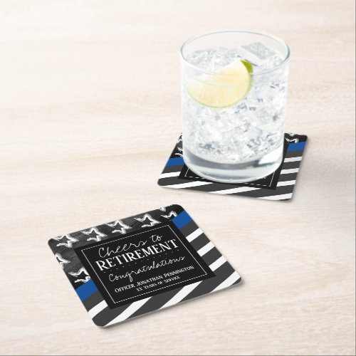 Cheers to Retirement Police Officer Square Paper Coaster