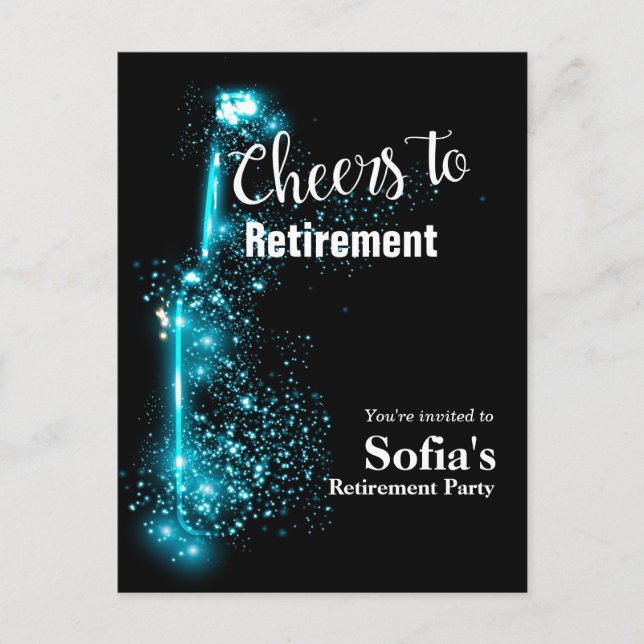 cheers to retirement Postcard invitation (Front)