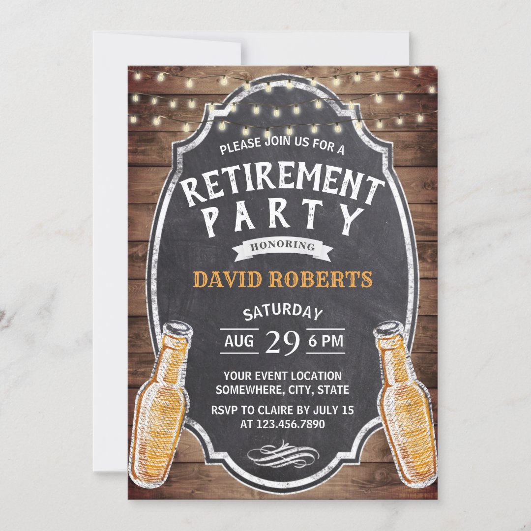 Cheers to Retirement Rustic Beer Party Invitation | Zazzle