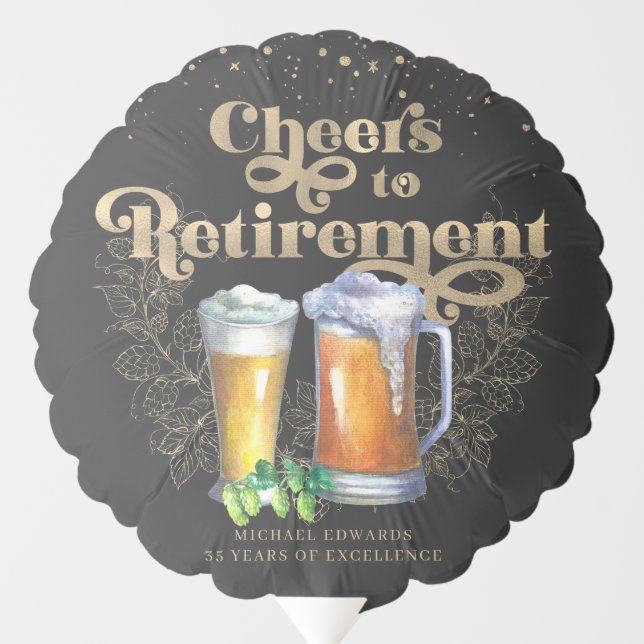 Cheers to Retirement | Vintage Beer Personalized Balloon (Front)